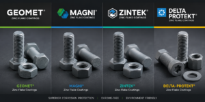 Leading zinc flake coating brands GEOMET Magni Zintek Delta-Protekt