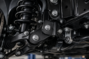 Zinc flake coated chassis and suspension fasteners for automotive use
