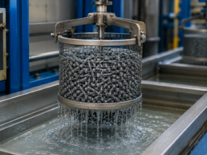 Dip-spin basket of small coated fasteners
