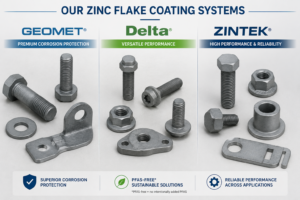 Coated parts representing GEOMET, Delta and Zintek systems (own photos preferred)